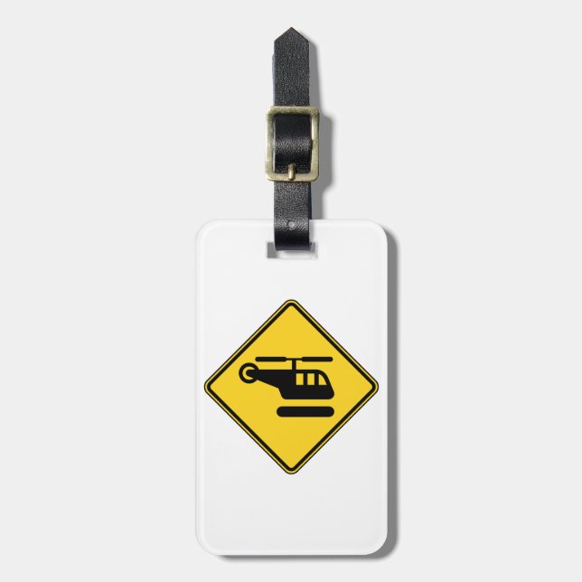 Caution Helicopter Sign Luggage Tag (Front Vertical)