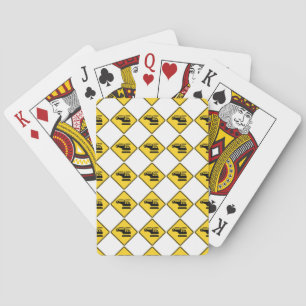Caution Helicopter Sign Playing Cards