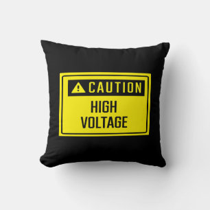 Caution High Voltage Sign Throw Pillow