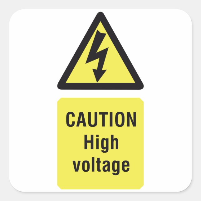 Caution High Voltage Square Sticker (Front)