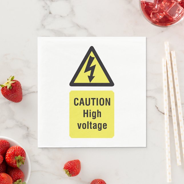 Caution High Voltage Warning Sign Napkin (Creator Uploaded)