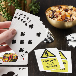 Caution High Voltage Warning Sign Playing Cards