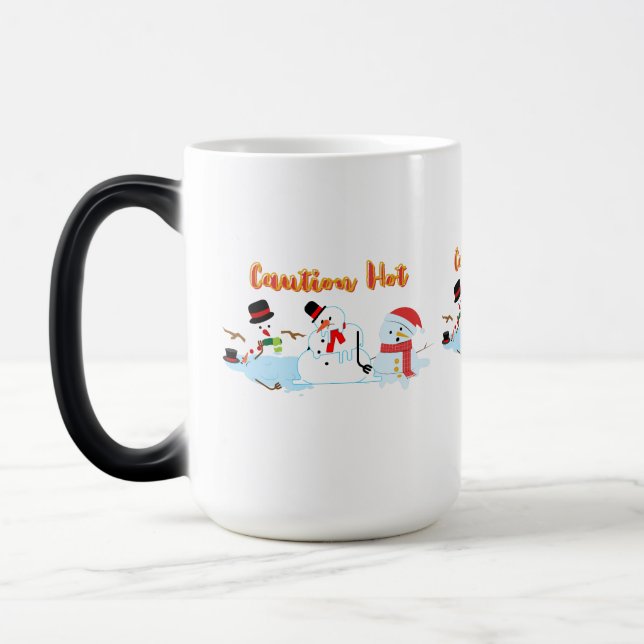 Caution Hot Melting Snowmen Magic Mug (Left)