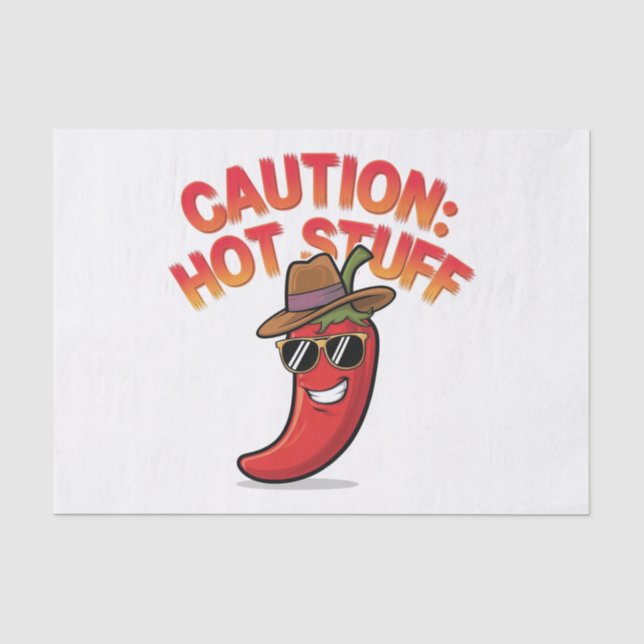 Caution: Hot Stuff Design - Fun Chili Pepper Tissue Paper (Front)