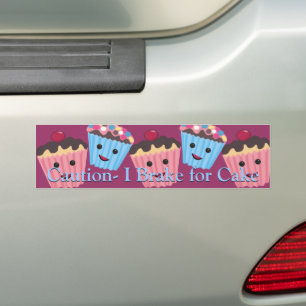 Caution I brake for Cake Bumper Sticker