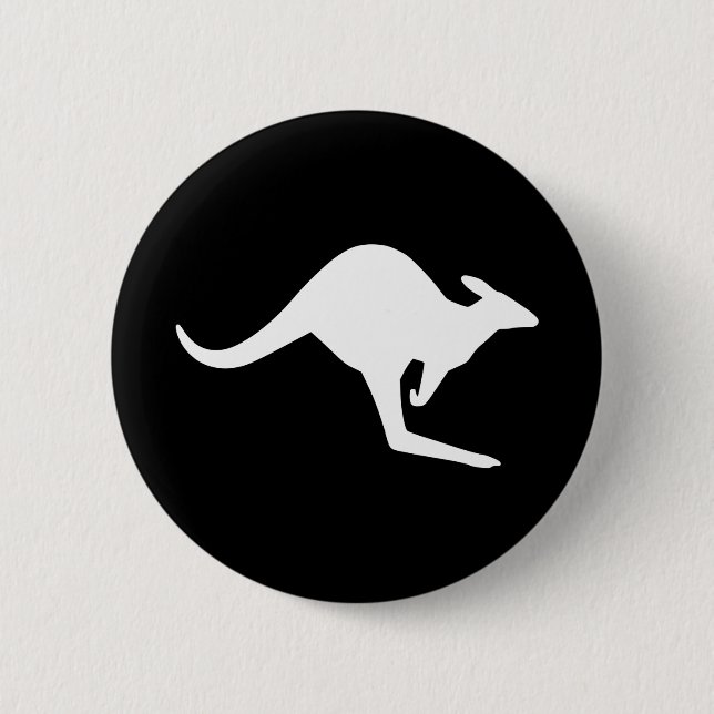 Caution Kangaroo 2 Inch Round Button (Front)