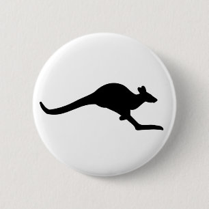 Caution Kangaroo 2 Inch Round Button