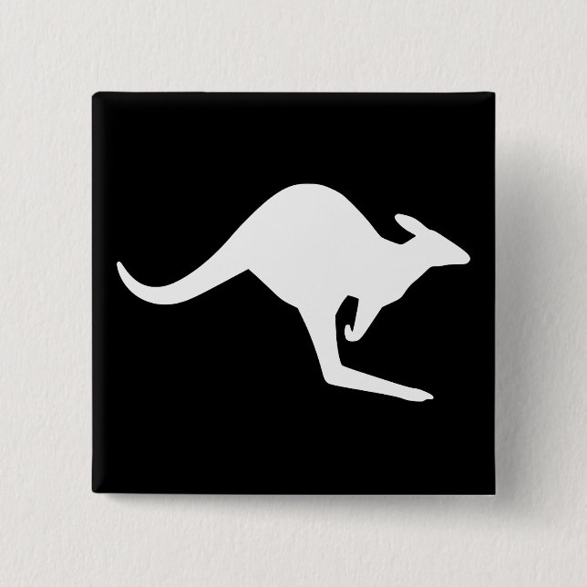 Caution Kangaroo 2 Inch Square Button (Front)