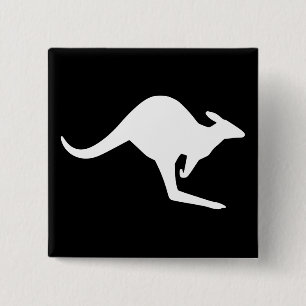 Caution Kangaroo 2 Inch Square Button
