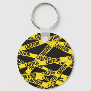 Caution Keychain