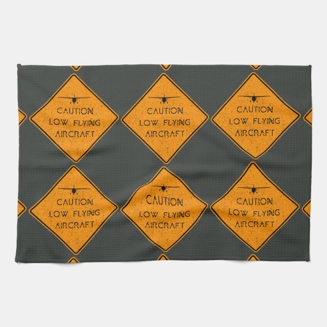 Caution Low Flying Aircraft ✈️ Kitchen Towel (Horizontal)