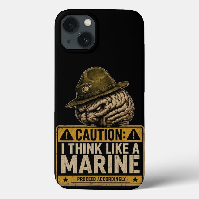 Caution Marine Mindset Brain iPhone 13 Case (Back)
