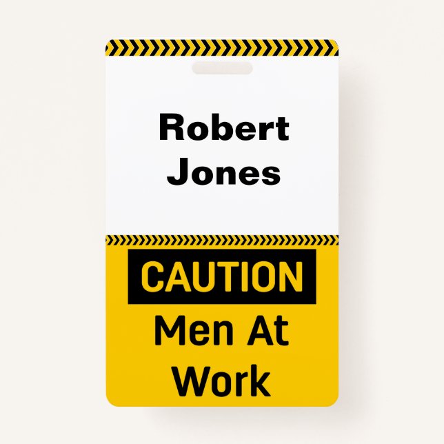 CAUTION Men at Work Badge (Front)
