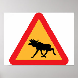 Caution Moose Swedish Traffic Sign