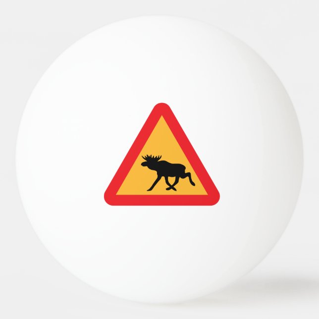 Caution Moose Swedish Traffic Sign Ping Pong Ball (Front)
