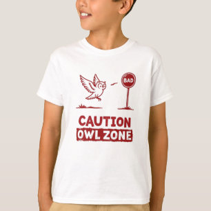 Caution Owl Zone – Playful Owl T-Shirt Design