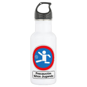 Caution Playing Children, Traffic Sign, Argentina 532 Ml Water Bottle