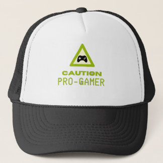 Caution Pro-Gamer Trucker Hat - Retro Gaming Style