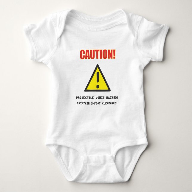 Caution Projectile Vomit Hazard Baby Bodysuit (Front)