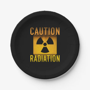 Caution Radiation Symbol Retro Atomic Age Grunge : Paper Plate