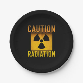 Caution Radiation Symbol Retro Atomic Age Grunge : Paper Plate