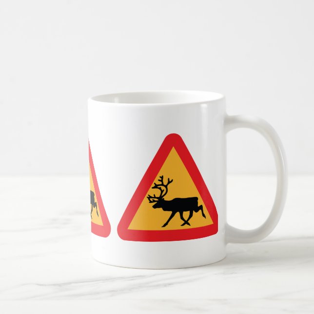 Caution Reindeer Swedish Traffic Sign Coffee Mug (Right)