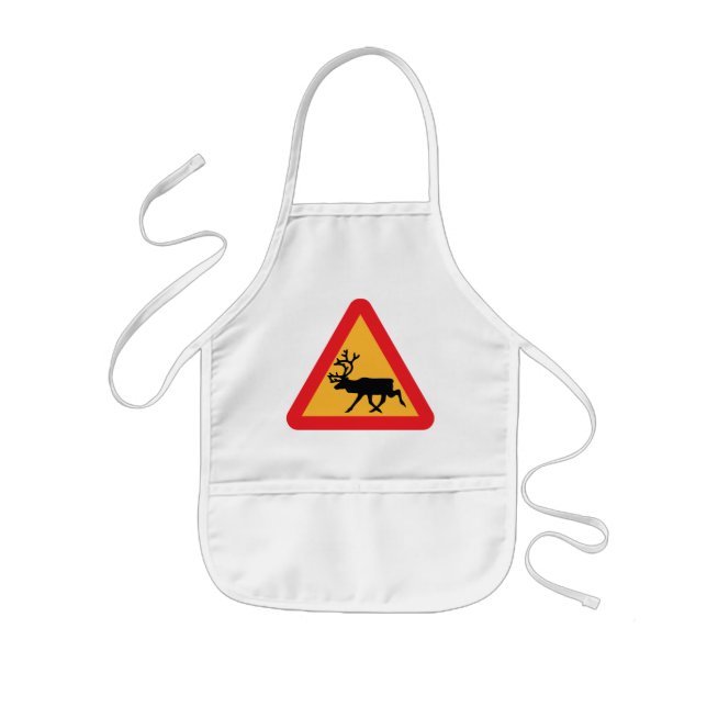 Caution Reindeer Swedish Traffic Sign Kids Apron (Front)