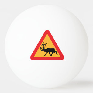 Caution Reindeer Swedish Traffic Sign Ping Pong Ball