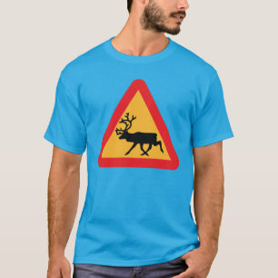 Caution Reindeer Swedish Traffic Sign T-Shirt