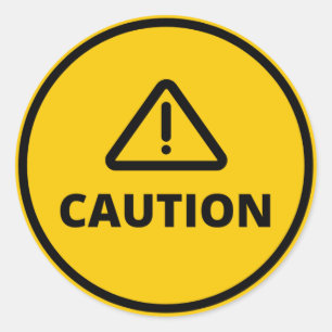 Caution Safety Classic Round Sticker