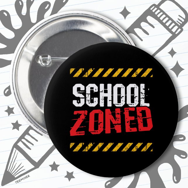 Caution School Zoned Traffic School Crossing Guard 2 Inch Round Button (Creator Uploaded)