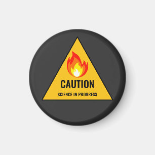 Caution Science in Progress Magnet