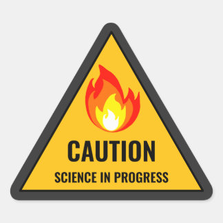 Caution Science in Progress Triangle Sticker