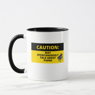 Caution Sign Funny Grand Piano Pianist Humour Mug