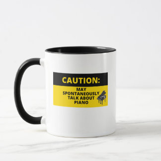 Caution Sign Funny Grand Piano Pianist Humour   Mug