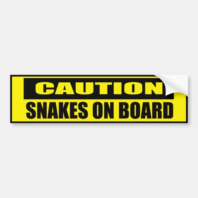 Caution Snakes on Board Funny Bumper Sticker (Front)