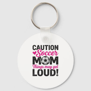 Caution Soccer Mom Loud Vintage Shirt Design_1 Keychain