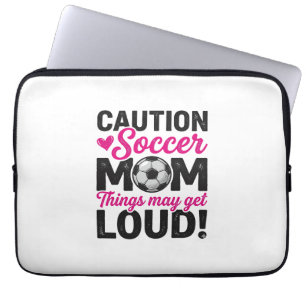 Caution Soccer Mom Loud Vintage Shirt Design_1 Laptop Sleeve