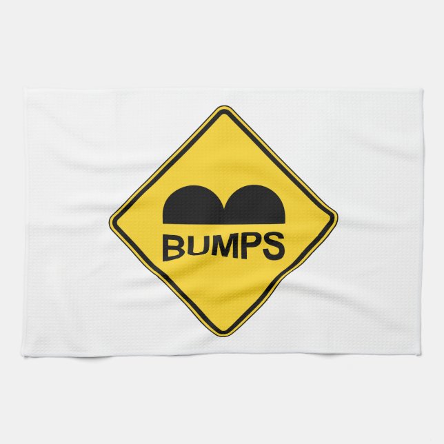 Caution Speed Bumps Funny Traffic Sign Kitchen Towel (Horizontal)