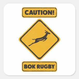 Caution - SpringBoks Crossing Square Sticker