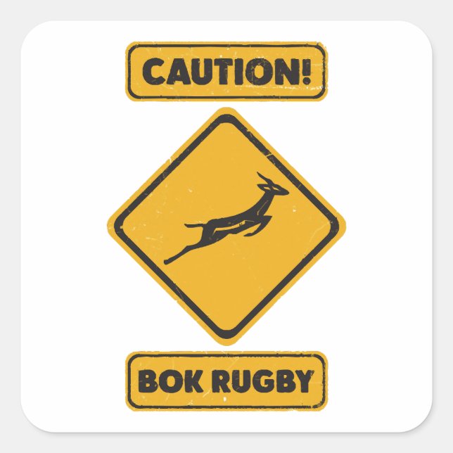 Caution - SpringBoks Crossing Square Sticker (Front)