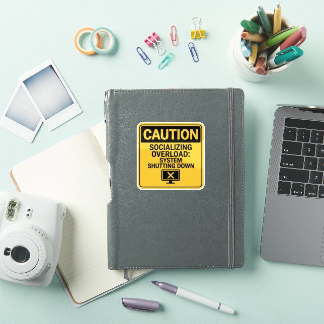 Caution Sticker – Socializing Overload Warning (iPad Cover)