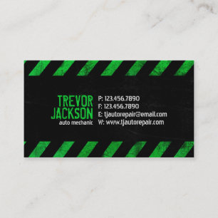 Caution Stripes - Green Business Card