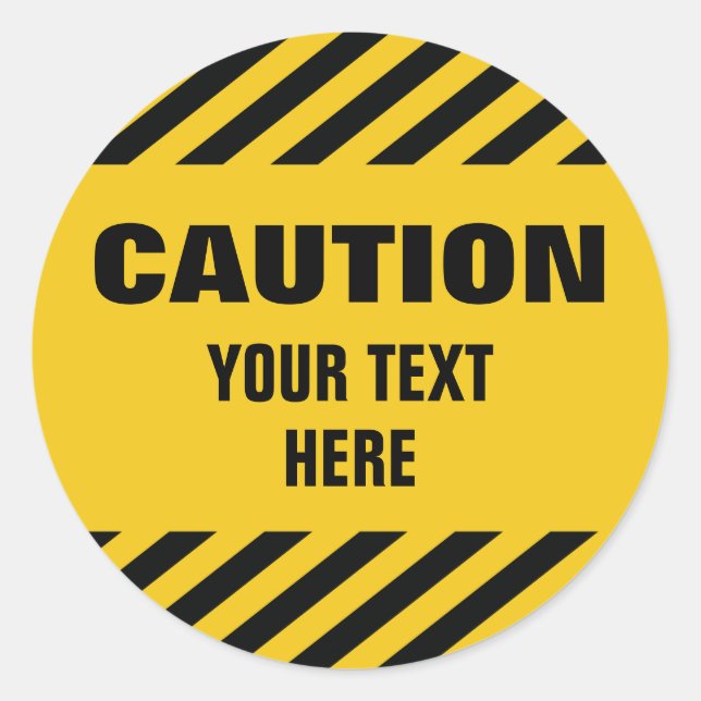 Caution stripes sticker with any text (Front)