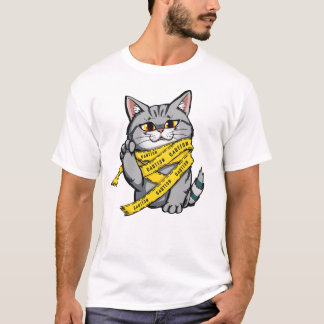 Caution Tape Cat – Funny Grey Tabby T-Shirt