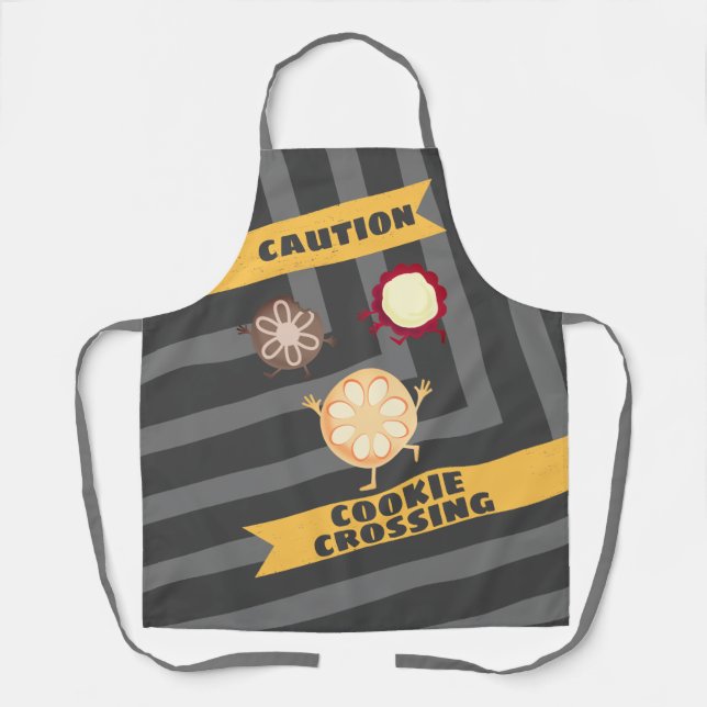 Caution tape cookie crossing baker kitchen apron (Front)