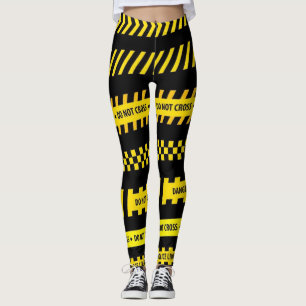 Caution tape design leggings