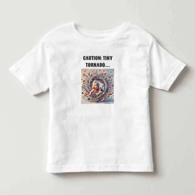 Caution: Tiny Tornado T-Shirt Design. (Front)
