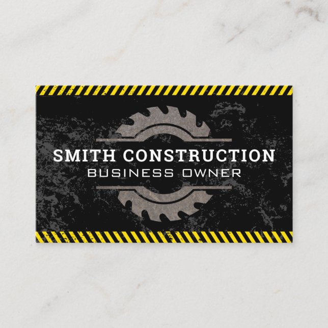 Caution Trim | Metal Saw | Construction Business Card (Front)