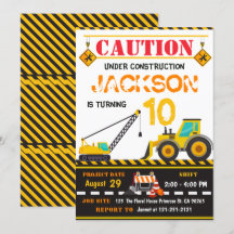 Caution Under Construction Dump Truck Boy Birthday